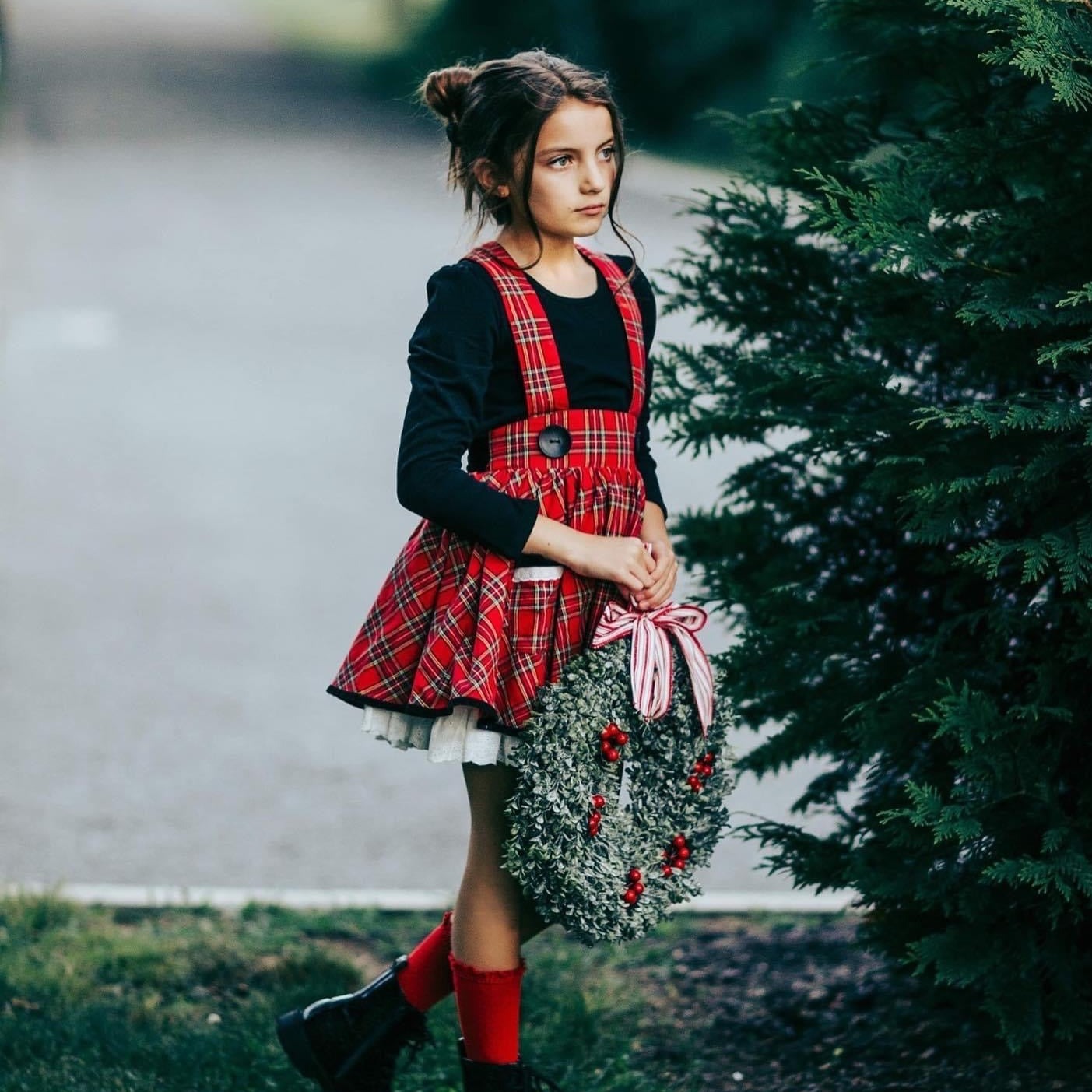 Red Plaid Penelope Skirt (Suspender or No suspender)