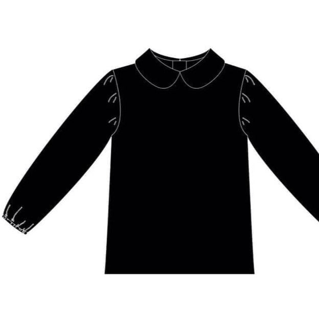 Black Stretch Velvet Shirt (3 options: Swoop/ long or short Peter Pan collar)
