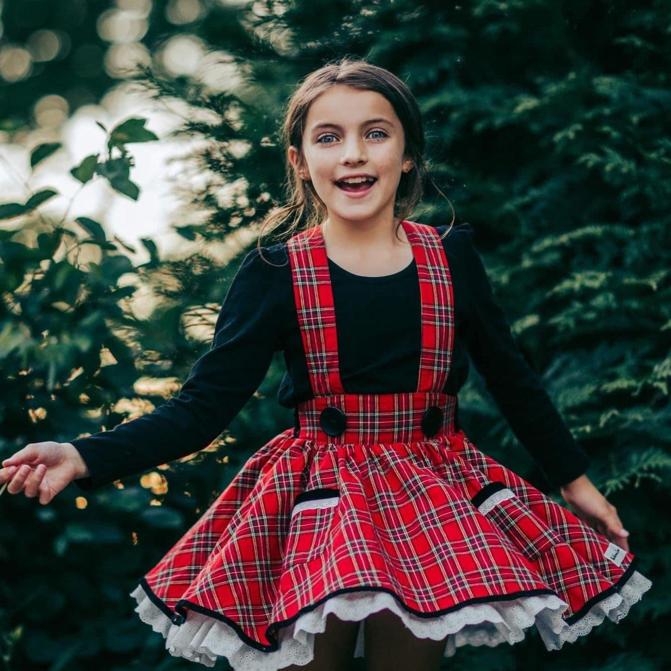 Red Plaid Penelope Skirt (Suspender or No suspender)