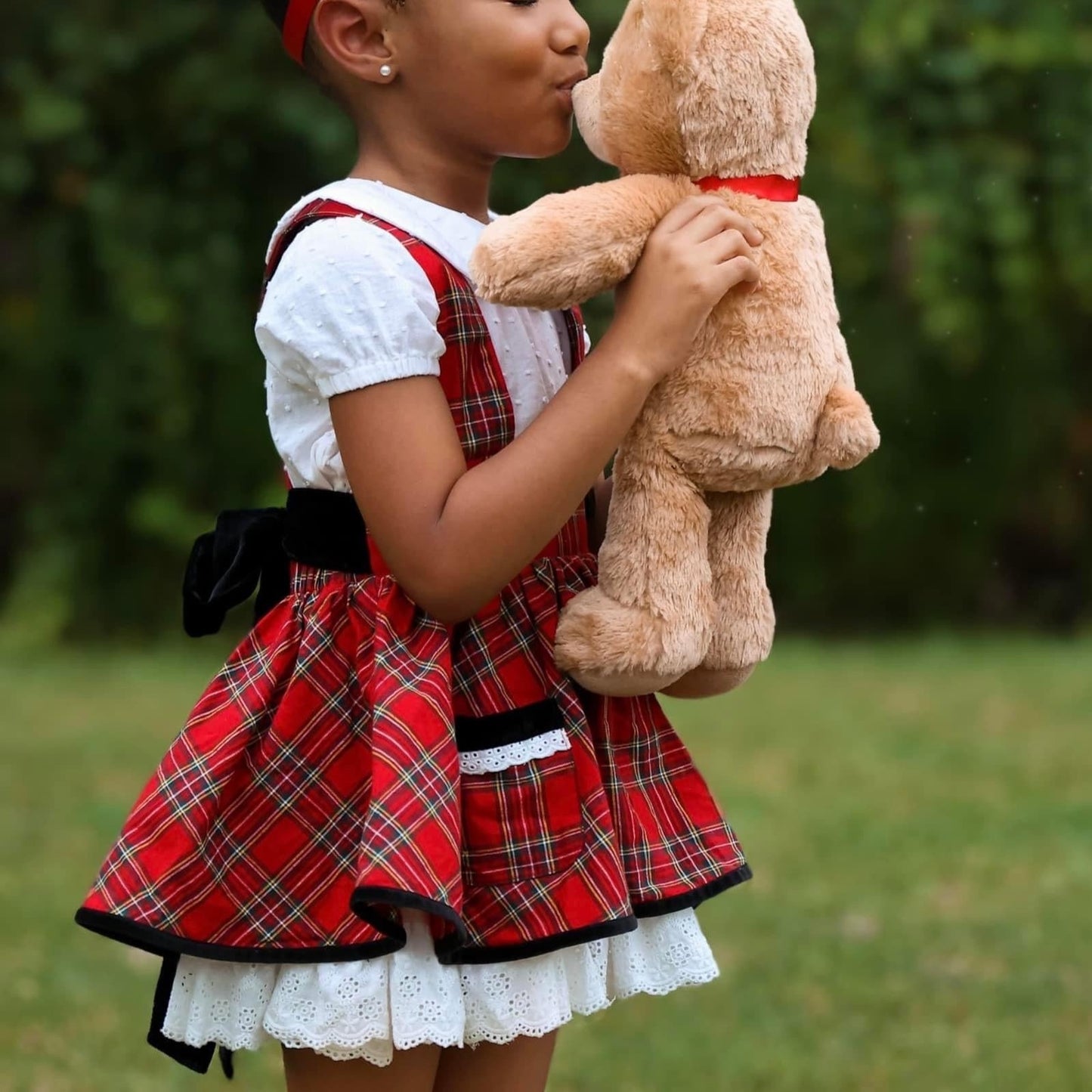 Red Plaid Penelope Skirt (Suspender or No suspender)