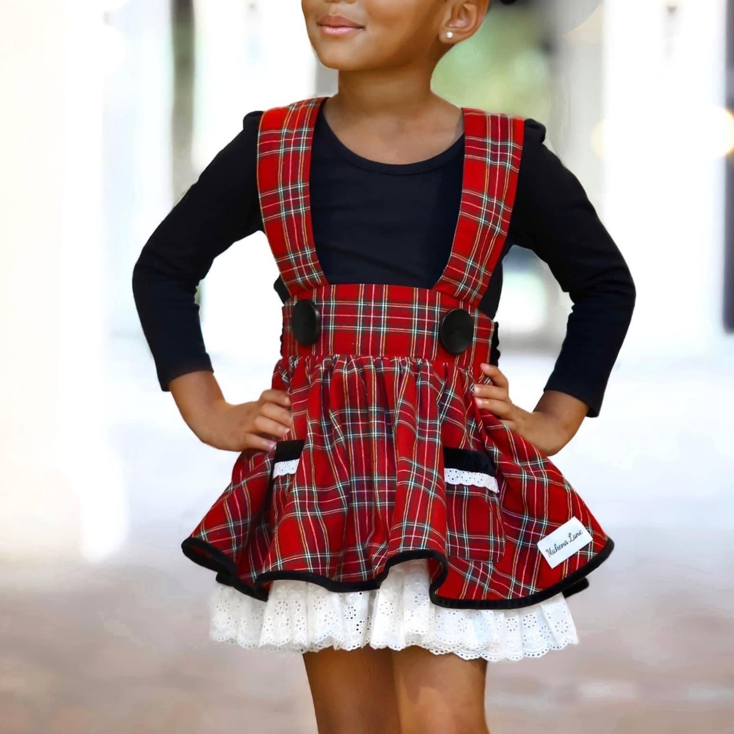 Red Plaid Penelope Skirt (Suspender or No suspender)