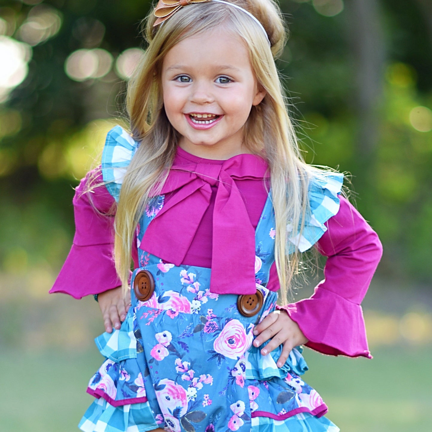 Penelope Plum Bubble +Bow Tie Shirt Set