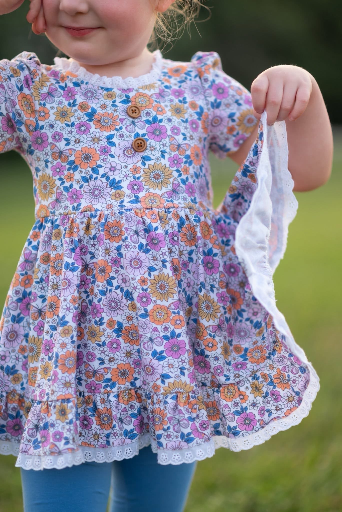 Periwinkle Floral Fall Adele (Short or long sleeve) Preorder
