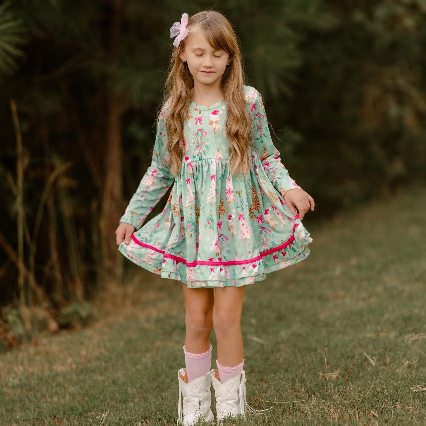 LPK Mint Bows & Trees Tunic Set