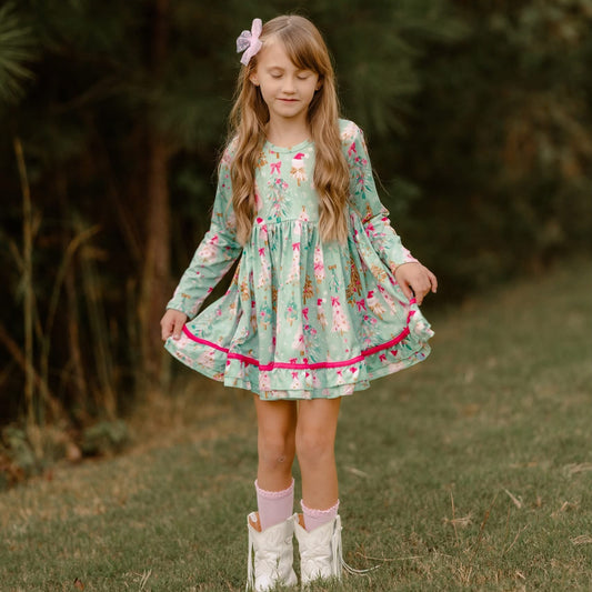 LPK Mint Bows & Trees Tunic Set