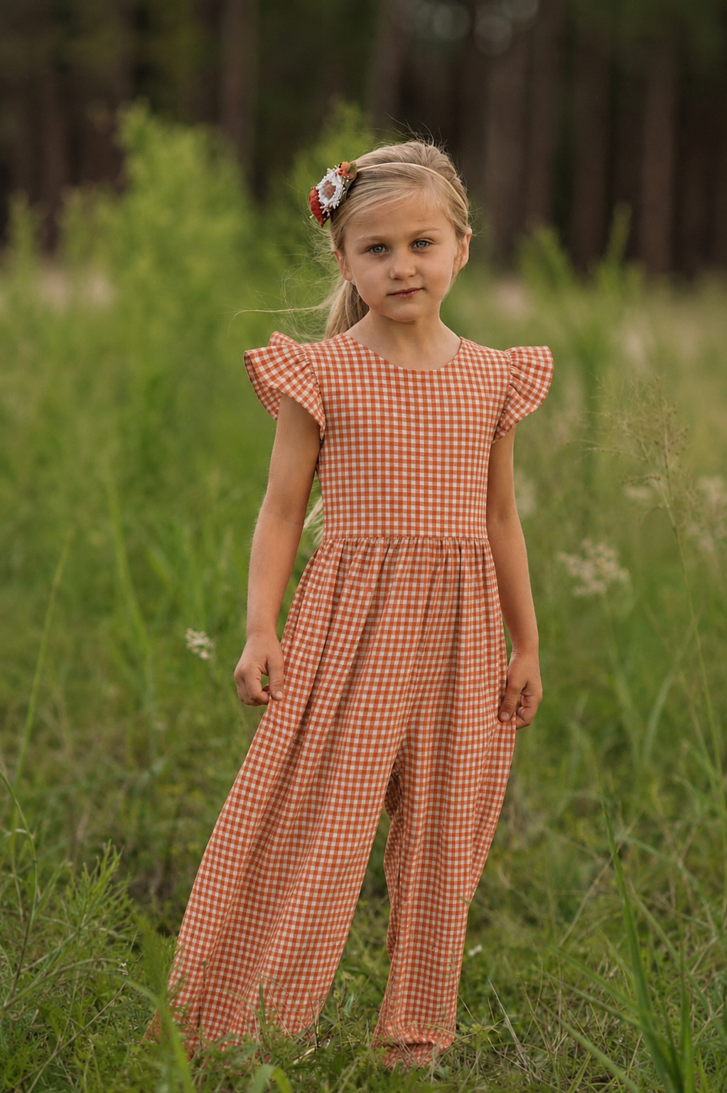 Gingham Leggy Rompers (Pumpkins & Gingham Preorder)