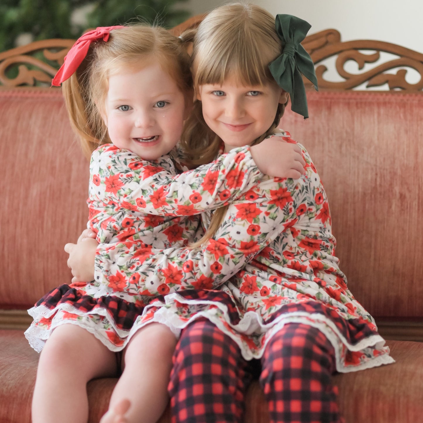 Poinsettia Holly Berry Girls Tunic Cozy Set {Preorder}