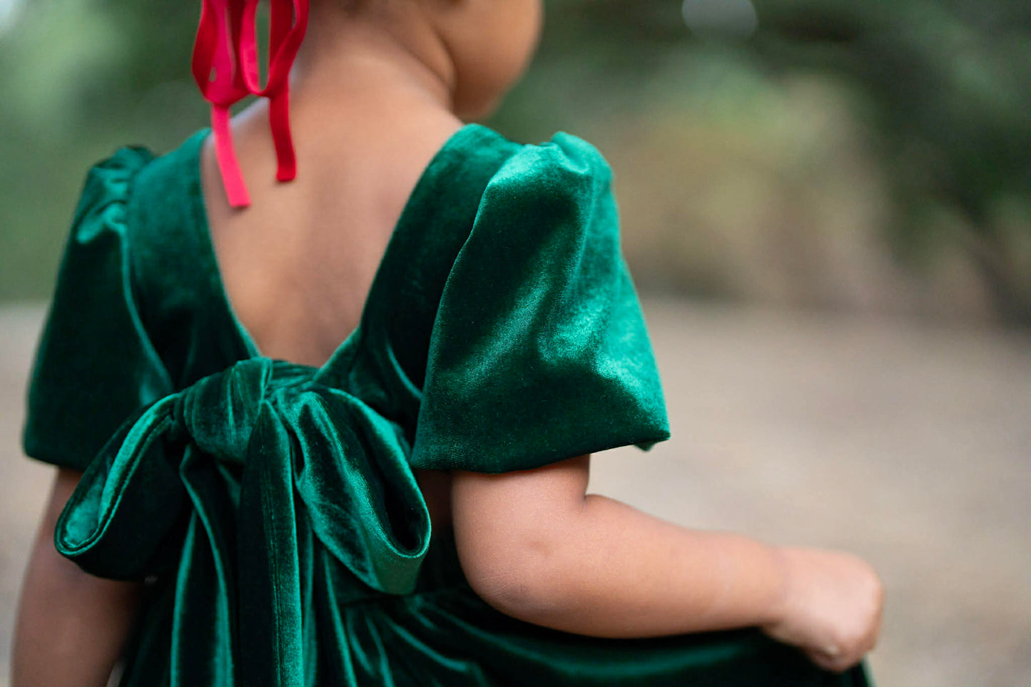 Girls Red or Green Annie Velvet Twirl Dress Preorder CDU26