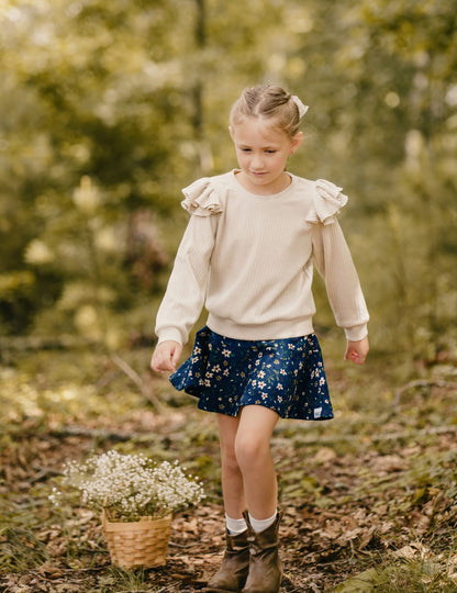 Cora Corduroy Floral Skort Set Presale