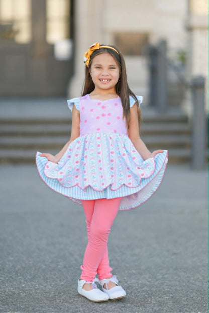 BTS Pastel Bows&Apples Sammy 3 Piece Tunic set