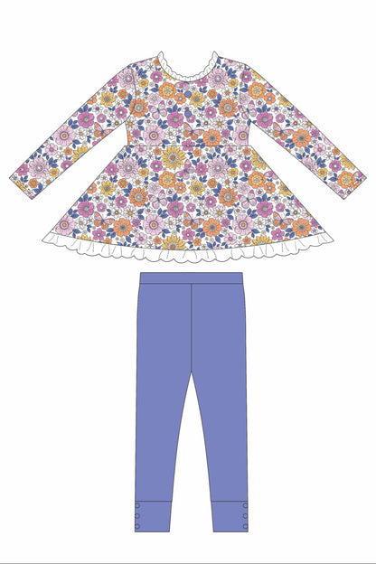 Periwinkle Floral Fall Adele (Short or long sleeve) Preorder