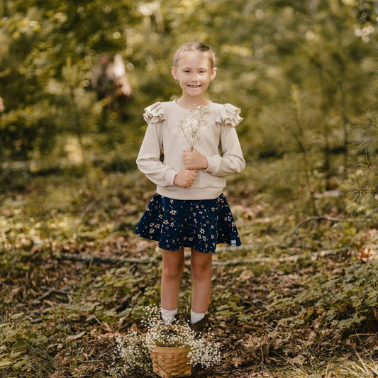 Cora Corduroy Floral Skort Set Presale