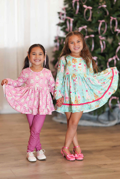 LPK Pink Vintage Floral Trees Tunic Set