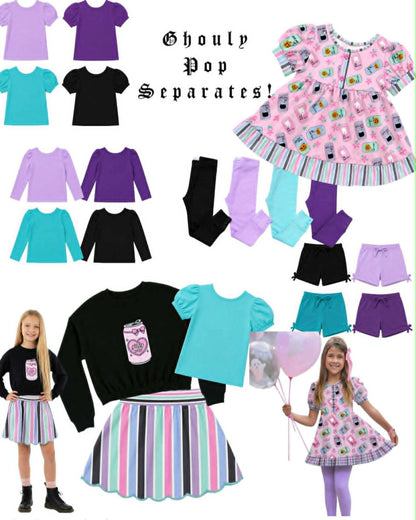 Spooky Cotton LONG Sleeve Shirts (black, lavender, mint, purple) Preorder