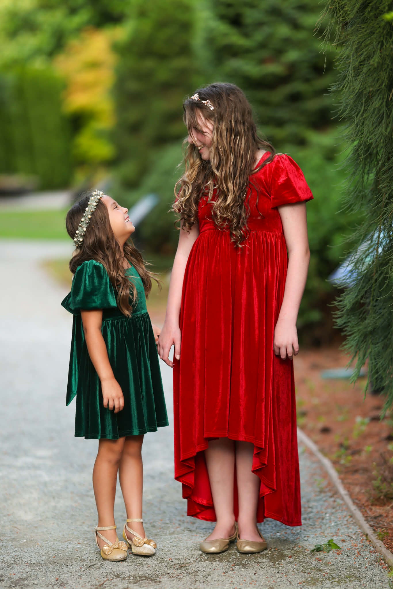 Girls Red or Green Annie Velvet Twirl Dress Preorder CDU26