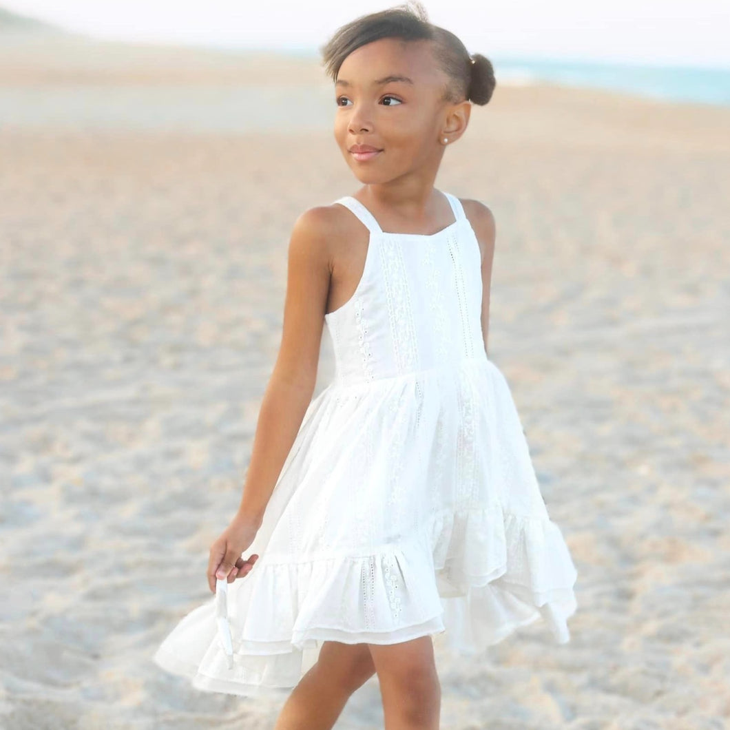 White Eyelet Lace High-Low