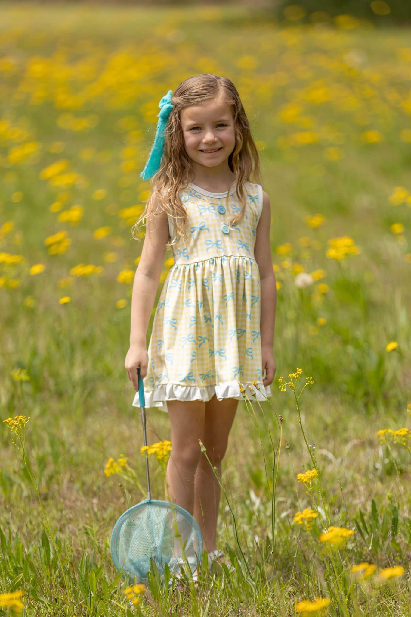 LPK Gingham Bows Twirl Sets (blue, yellow or pink)