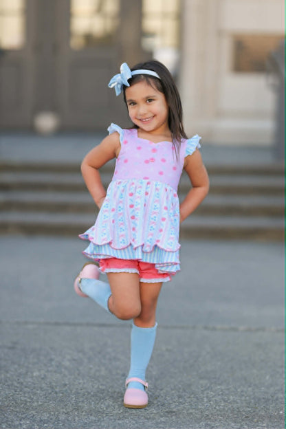 BTS Pastel Bows&Apples Sammy 3 Piece Tunic set