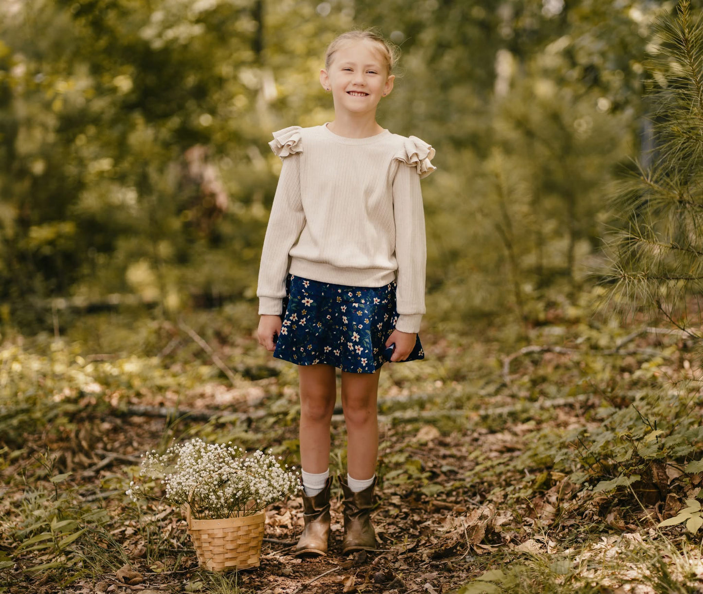 Cora Corduroy Floral Skort Set Presale