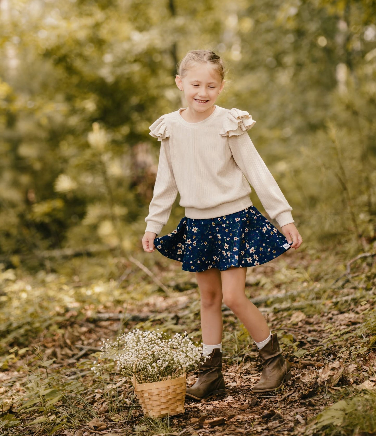 Cora Corduroy Floral Skort Set Presale