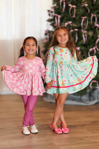 LPK Mint Bows & Trees Tunic Set