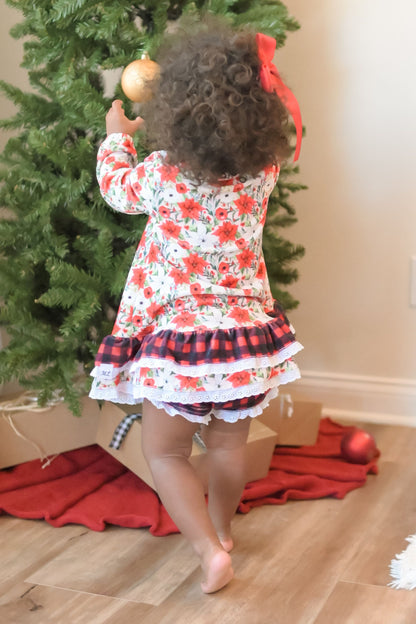 Poinsettia Holly Berry Girls Tunic Cozy Set {Preorder}