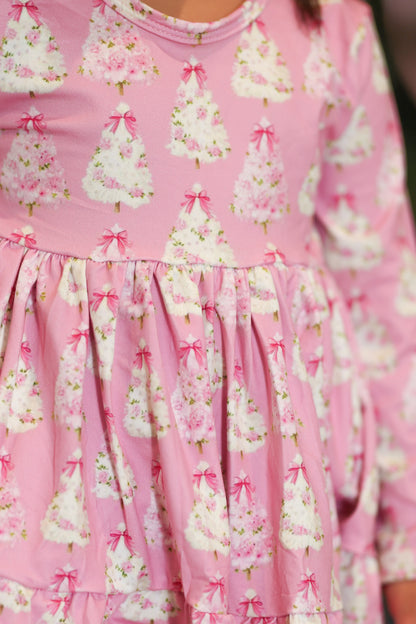 LPK Pink Vintage Floral Trees Tunic Set