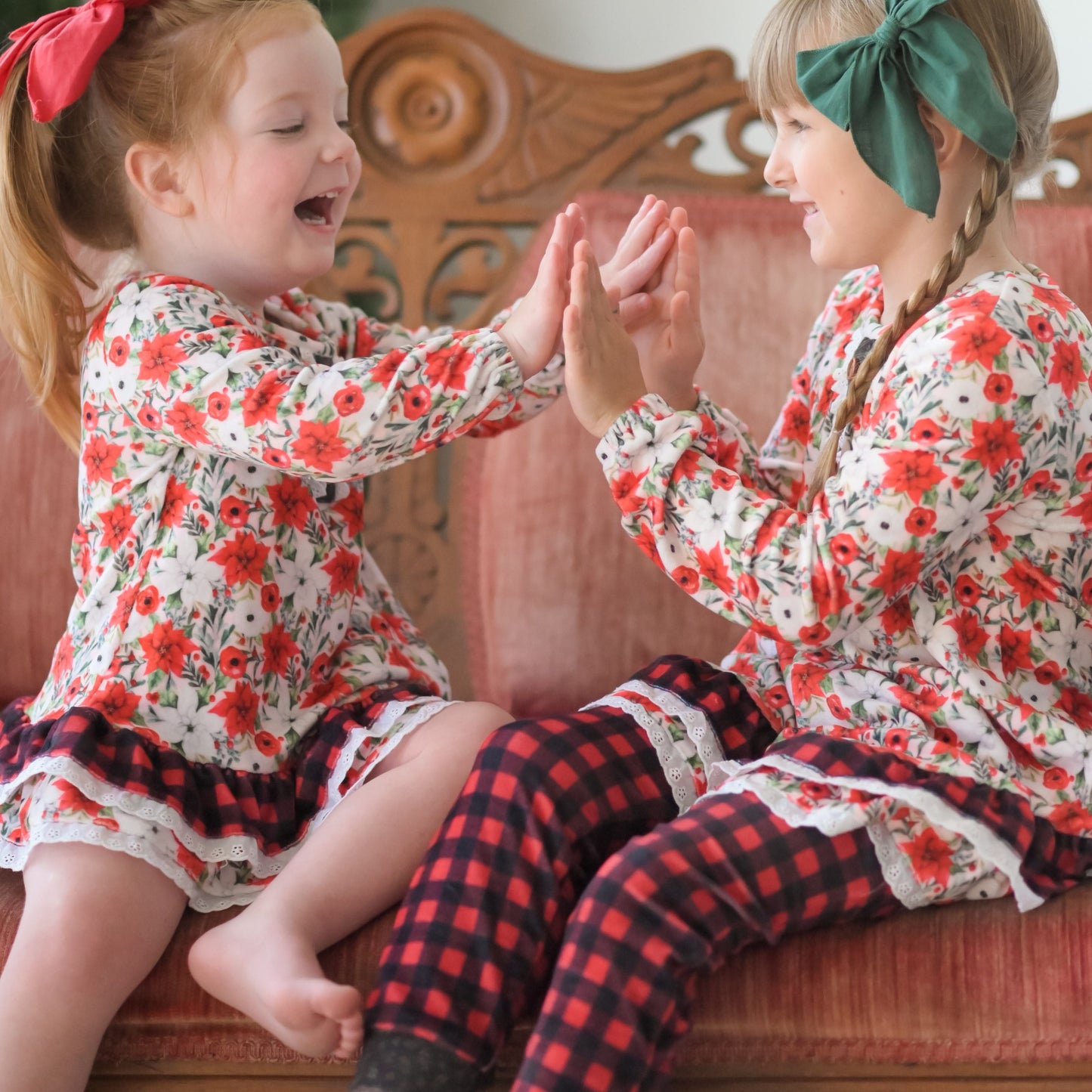 Poinsettia Holly Berry Girls Tunic Cozy Set {Preorder}