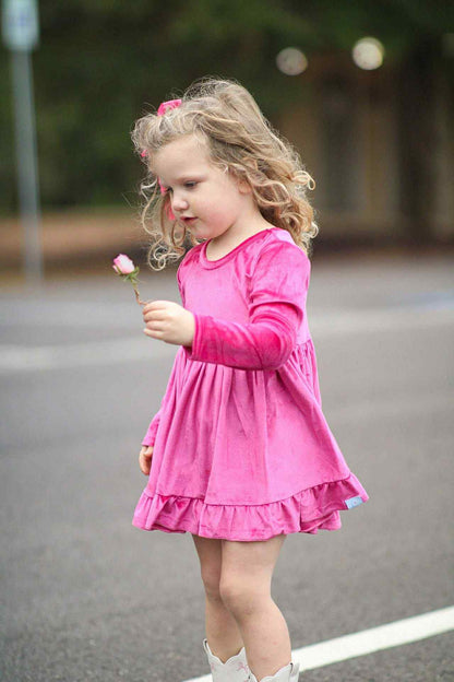 LPK Velvet Twirl dresses (pink, black, red)