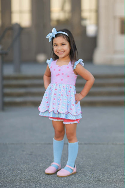 BTS Pastel Bows&Apples Sammy 3 Piece Tunic set