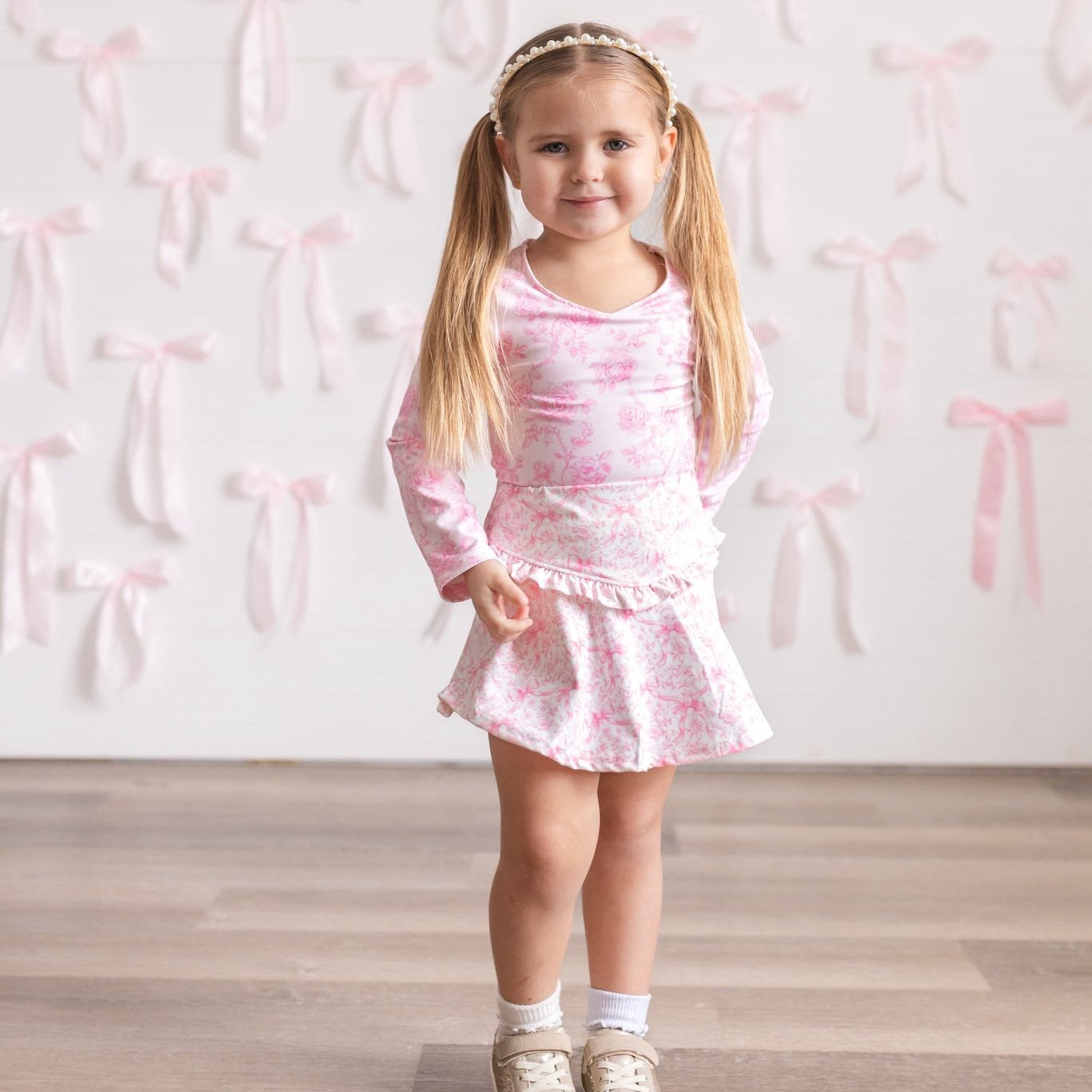 Floral Bows Skort+Shirt Set