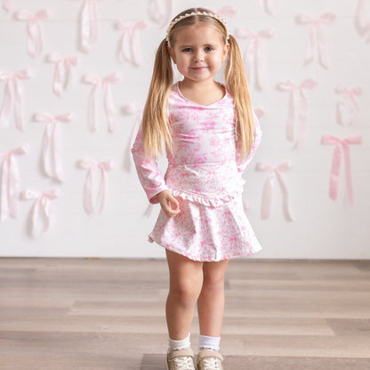 Floral Bows Skort+Shirt Set
