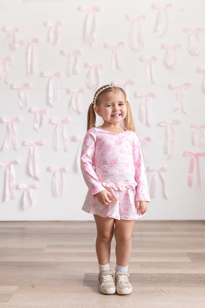 Floral Bows Skort+Shirt Set