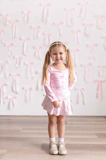 Floral Bows Skort+Shirt Set