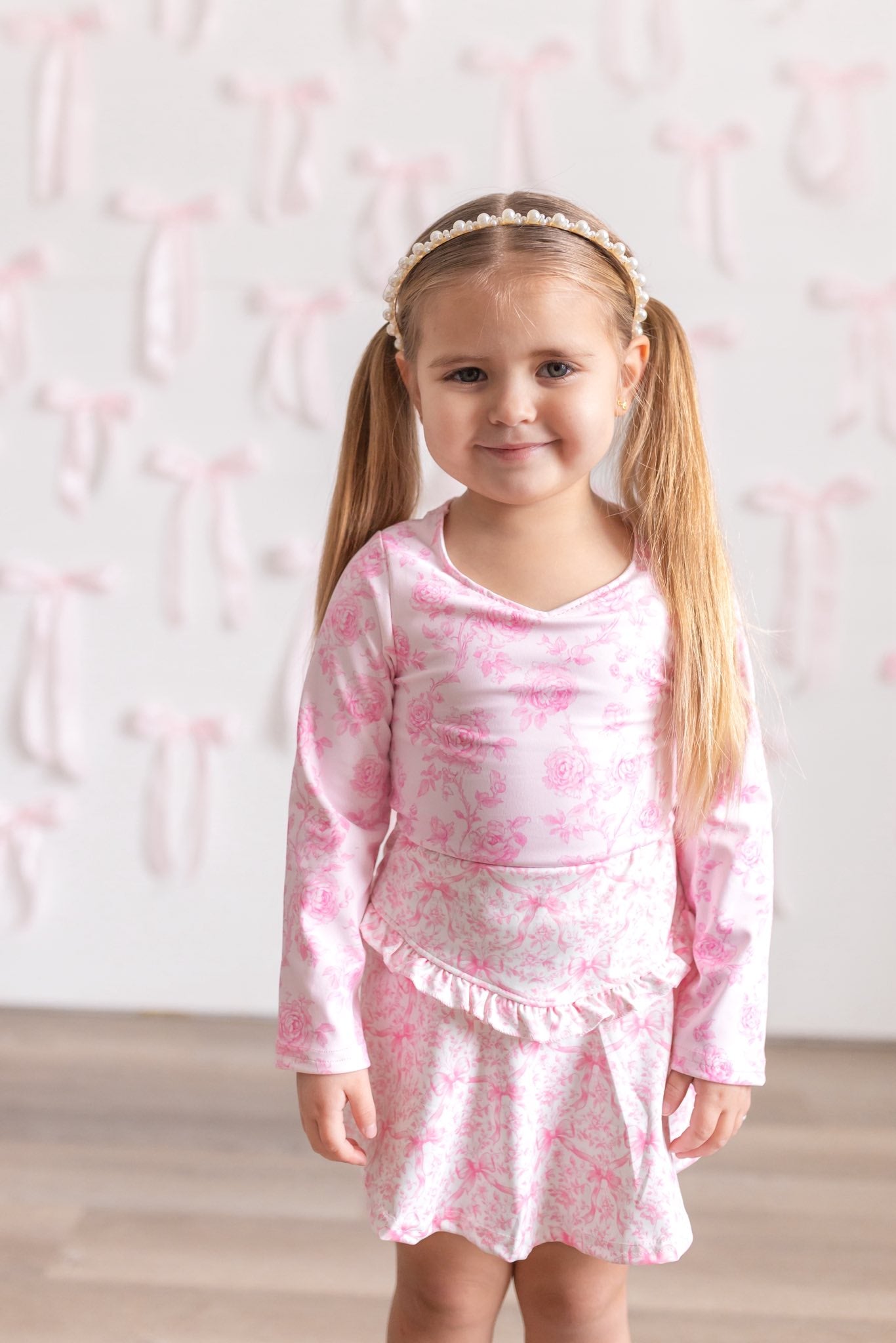 Floral Bows Skort+Shirt Set