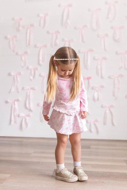 Floral Bows Skort+Shirt Set