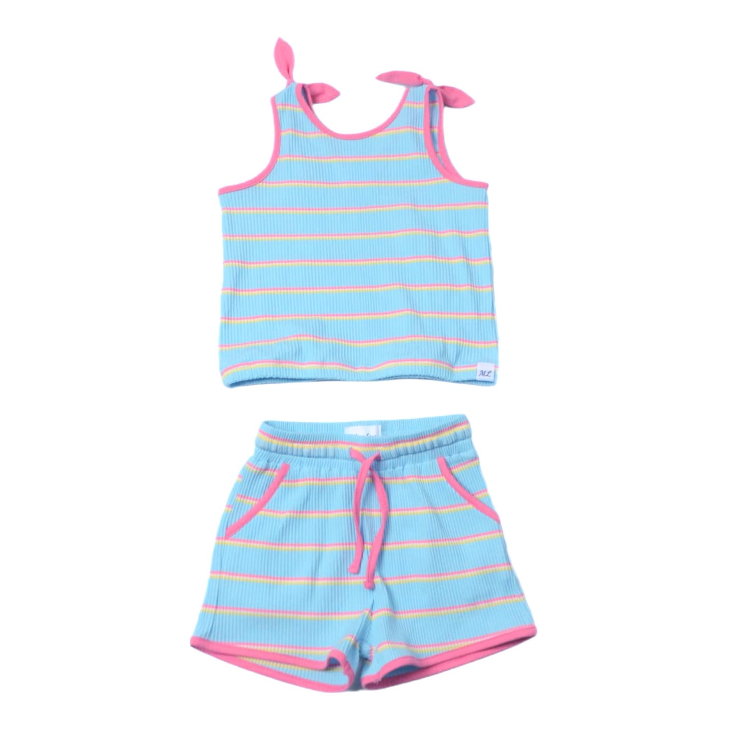 Summer Extrav Coral Striped Shorts Set