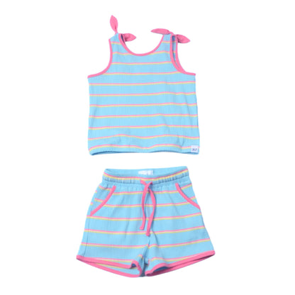 Summer Extrav Coral Striped Shorts Set