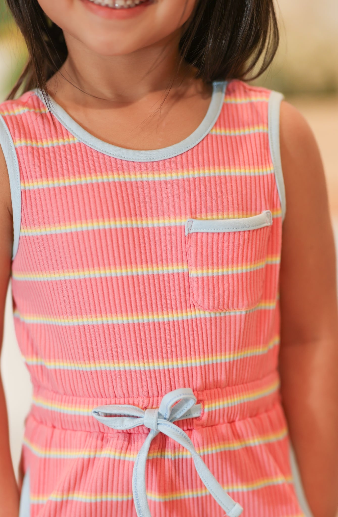 Summer Extrav Coral Striped Romper