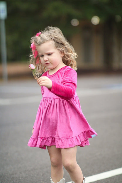 LPK Velvet Twirl dresses (pink, black, red)