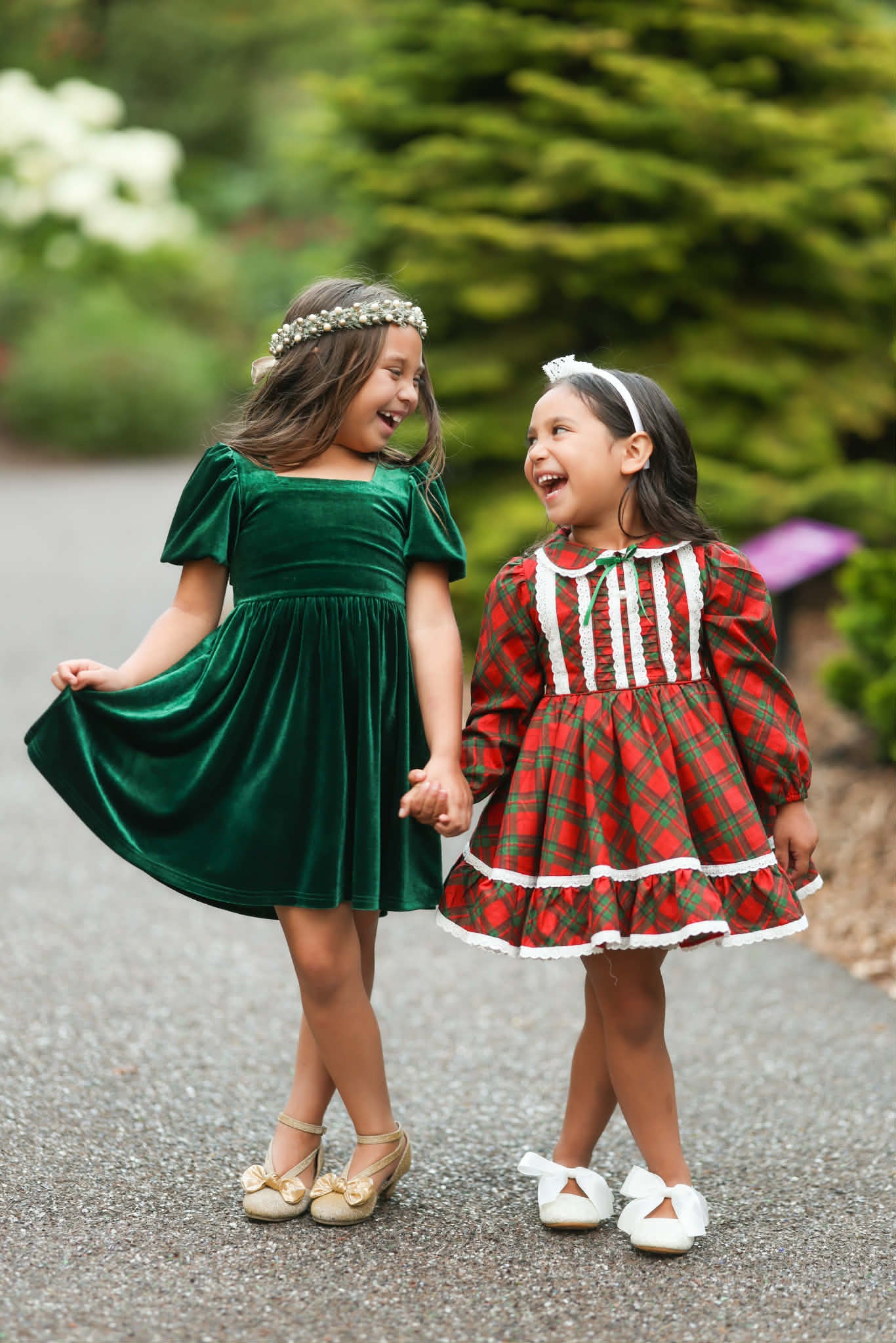 Girls Red or Green Annie Velvet Twirl Dress Preorder CDU26