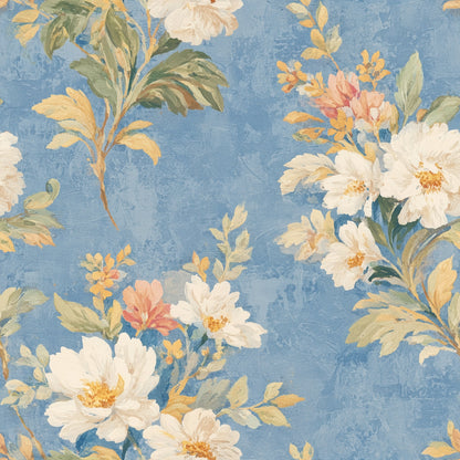 Dusty Blue Floral Dress (Long or Cap Sleeve) Preorder (FTF26)