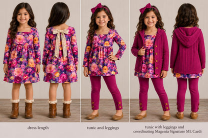 Jewel Tone Floral Dress or Tunic (Long or Cap Sleeve) Preorder (FTF26)