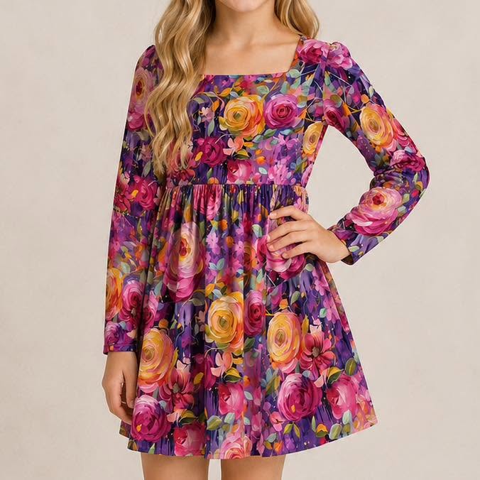 Jewel Tone Floral Dress or Tunic (Long or Cap Sleeve) Preorder (FTF26)
