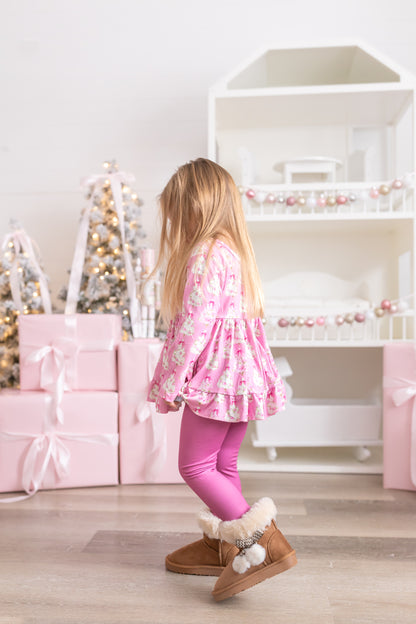 LPK Pink Vintage Floral Trees Tunic Set