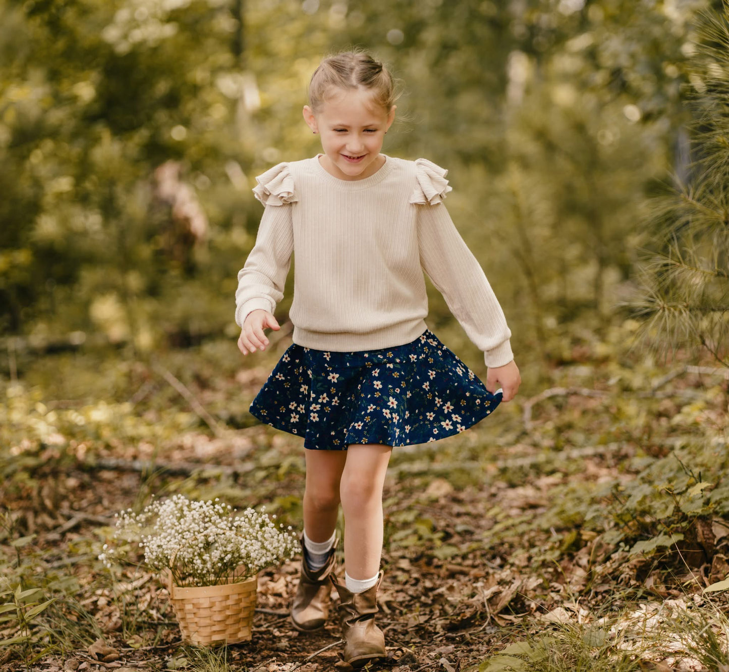Cora Corduroy Floral Skort Set Presale
