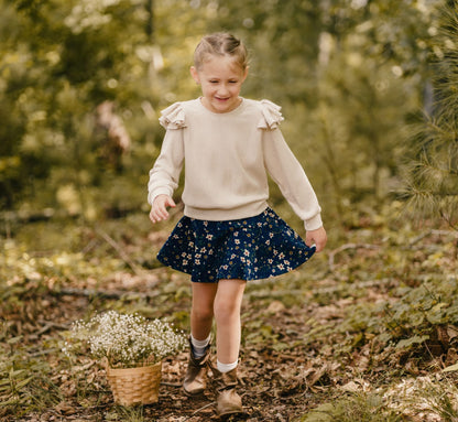 Cora Corduroy Floral Skort Set Presale