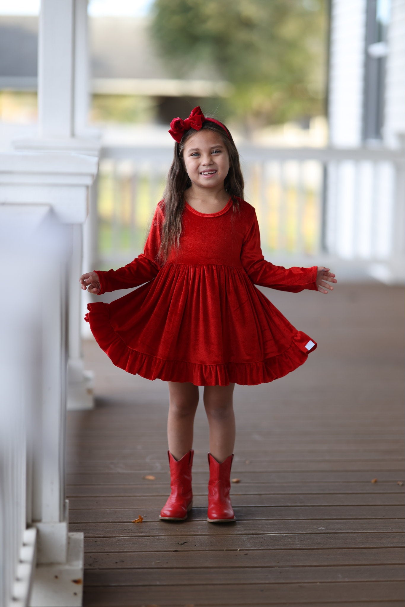 LPK Velvet Twirl dresses (pink, black, red)