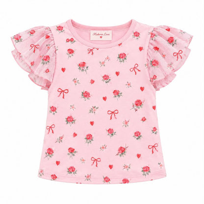Bows & Hearts Flutter Sleeve Shirt Preorder (LOVE27)