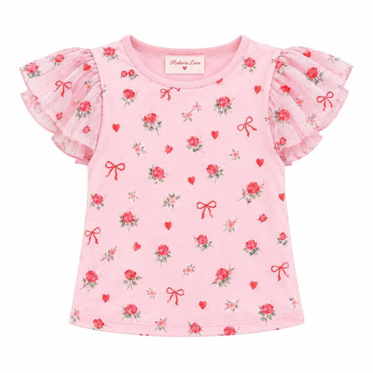 Bows & Hearts Flutter Sleeve Shirt Preorder (LOVE27)